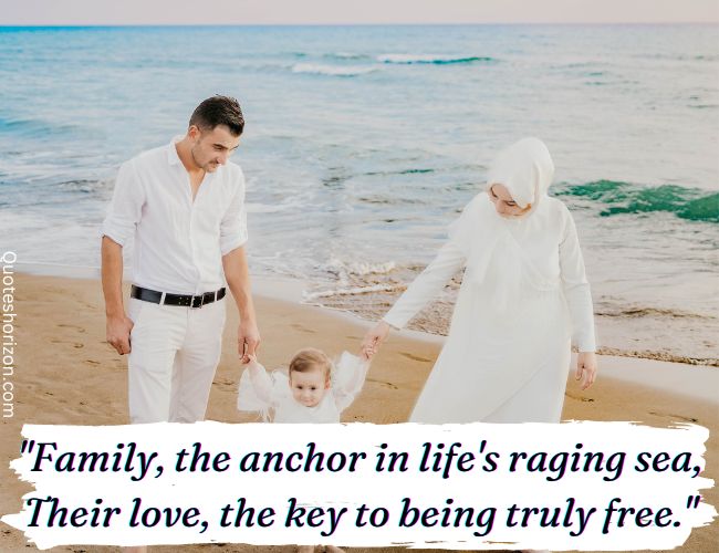 Family as an anchor in a stormy sea symbolizing love.