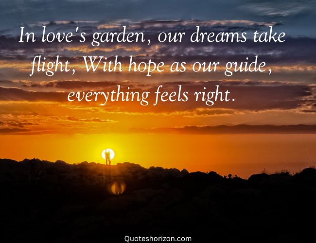 Love poetry in English, depicting dreams in a garden.