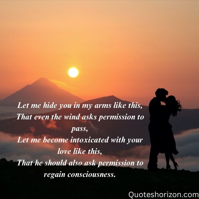 Immerse in the beauty of love as the wind seeks permission to pass through this English Shayari.