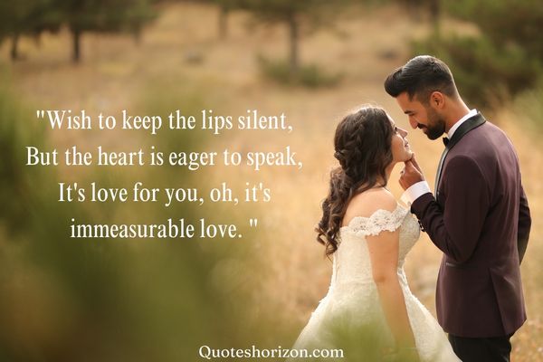 "A heartfelt poetry expressing the conflict between the desire to keep lips silent and the eager heart that longs to speak, revealing immeasurable love."