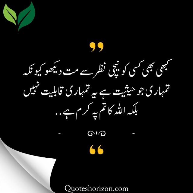 "A thoughtful Urdu quote: Avoid judging others; your worth is from Allah's grace, not your abilities."
