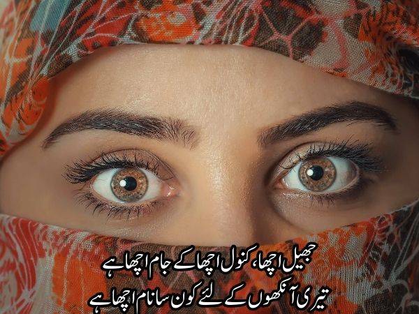 "Captivating Urdu poetry on the beauty of eyes."